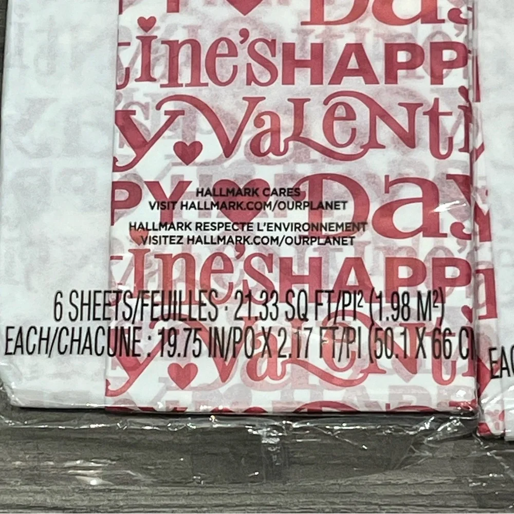 3 Packages Hallmark Happy Valentine's Day Tissue Paper 18 Sheets total